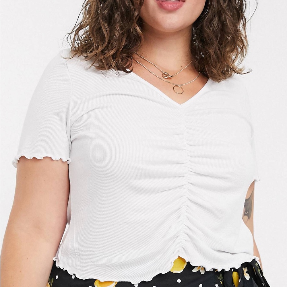 ASOS DESIGN Curve V front ruched detail top
